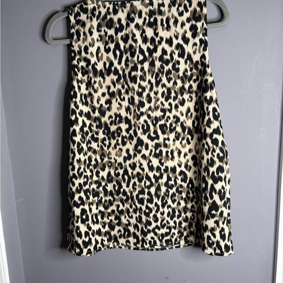 Halogen Brown and Black Leopard Print Sleeveless Blouse With V Neckline Size M - Picture 5 of 6